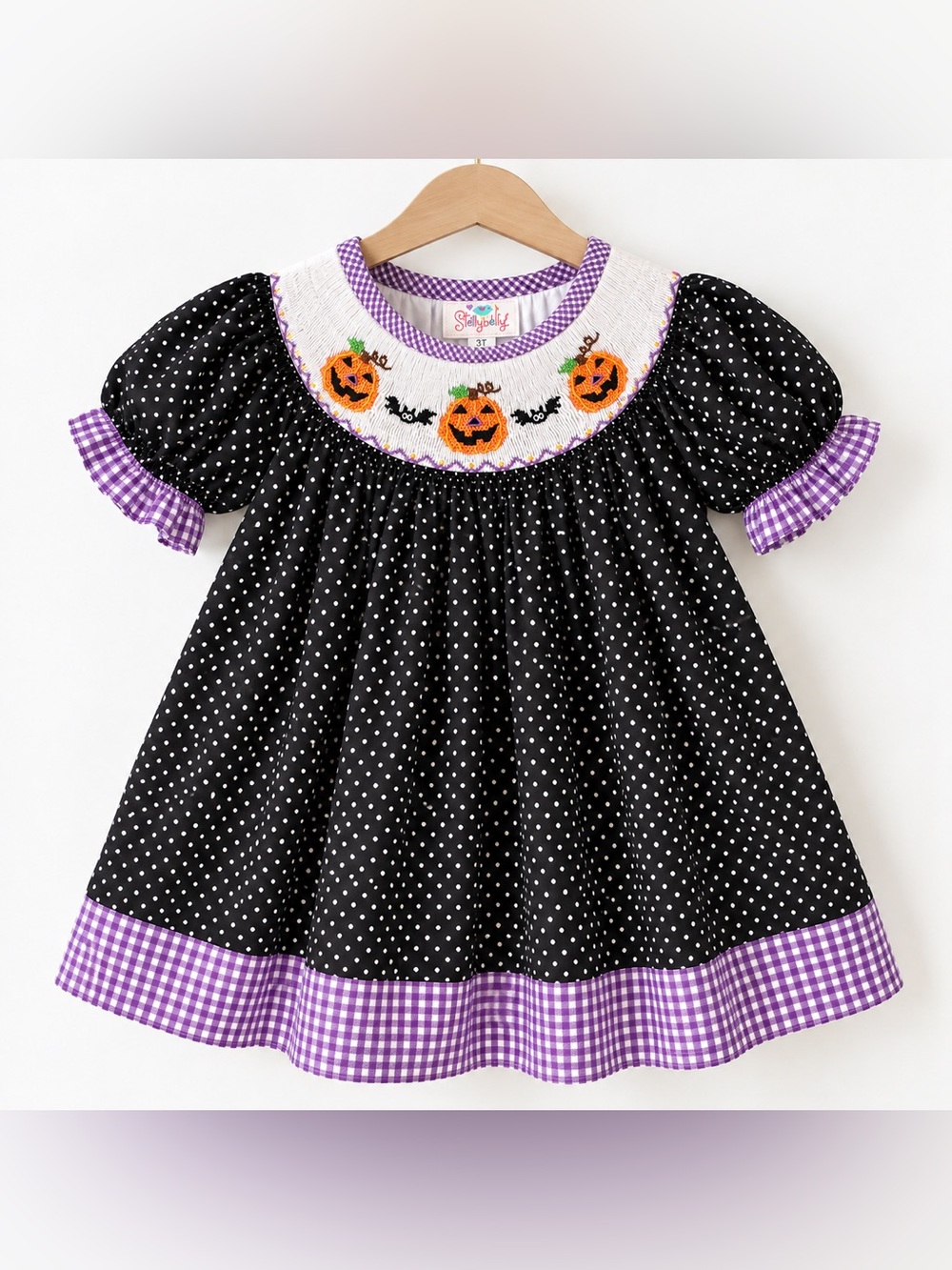 Stellybelly Halloween Smocked Pumpkin Bishop Dress Girls 3T